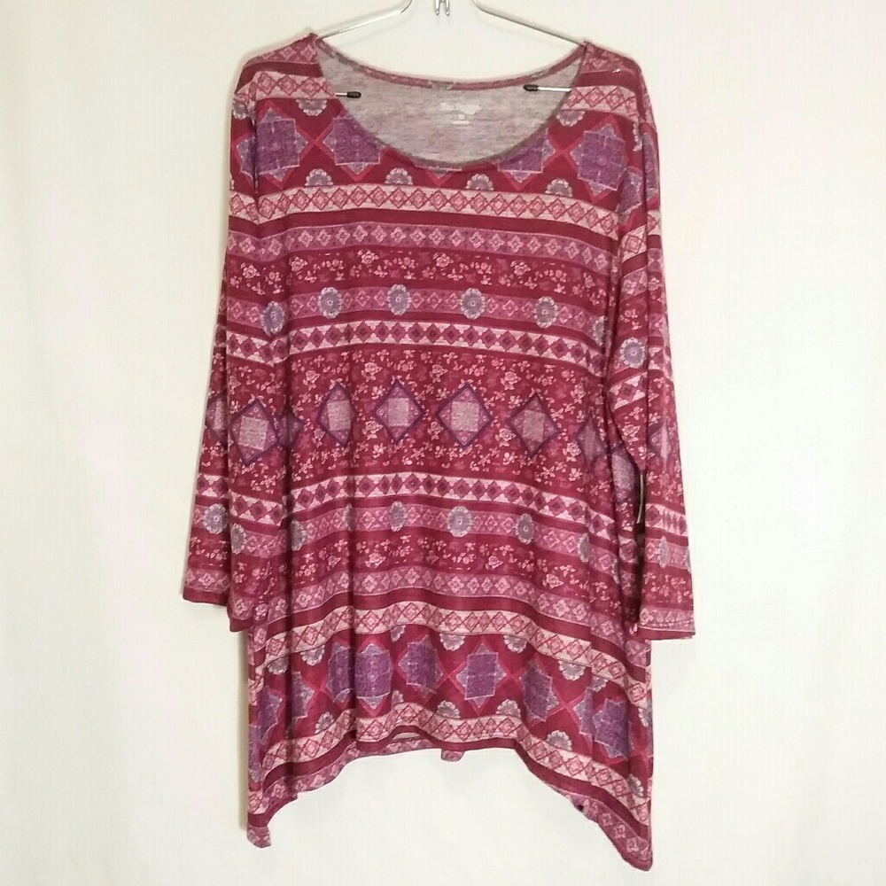 Plus Size Women 3/4 Sleeve Blouse 1x